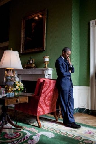 Nov. 22, 2010 - Washington, DC - President Barack Obama stands alone in the Green Room before speaking at the White House Summit on Community Colleges, Oct. 5, 2010. (Official White House Photo by Pete Souza)....This official White House photograph is being made available only for publication by news organizations and/or for personal use printing by the subject