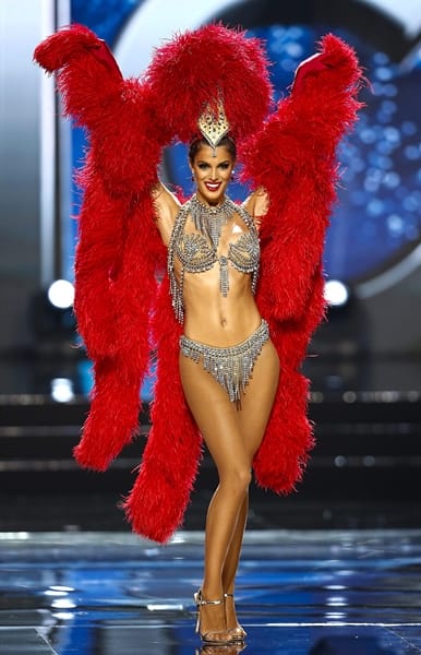 epa05752968 Miss Universe candidate Iris Mittenaere from France walks on stage in her national costume during the Miss Universe preliminary show at the Mall of Asia Arena in Pasay City, south of Manila, Philippines 26 January 2017. A total of 86 candidates are vying for the 65th Miss Universe crown, with the coronation event scheduled for 30 January. EPA/ROLEX DELA PENA EPA ROL35 PHILIPPINES MISS UNIVERSE