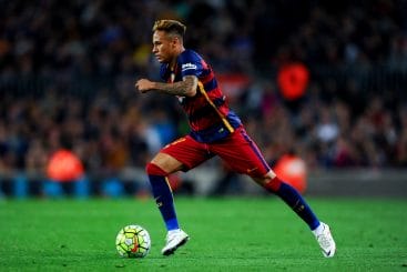 BARCELONA, SPAIN - APRIL 17: Neymar of FC Barcelona runs with the ball during the La Liga match between FC Barcelona and Valencia CF at Camp Nou on April 17, 2016 in Barcelona, Spain. (Photo by David Ramos/Getty Images)